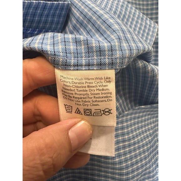 Eddie Bauer Mens Blue plaid button up long sleeve shirt-M - Picture 14 of 15